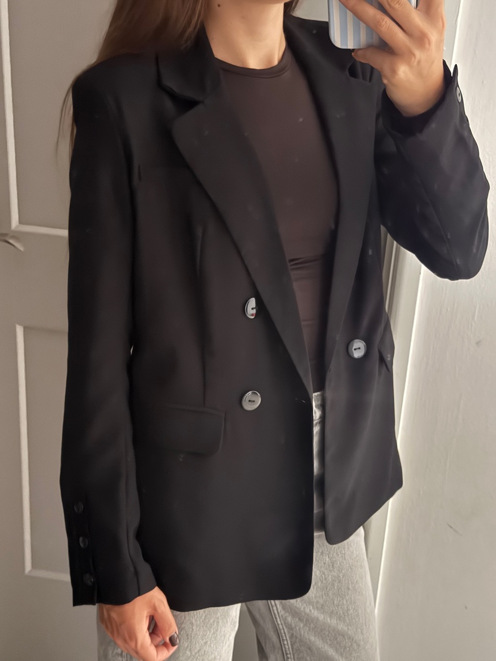 Forever 21 Black Double-Breasted Blazer Jacket